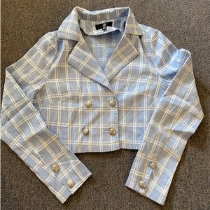 Missguided Cropped Check Tailored Jacket